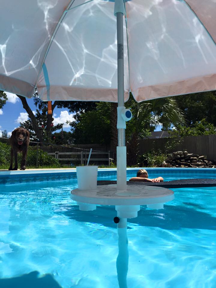 floating pool chair with umbrella