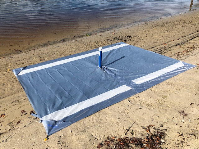 AugBrella Beach Mat - Beach Blanket with Umbrella Hole - AugHog Beach Mat With Hole In Middle